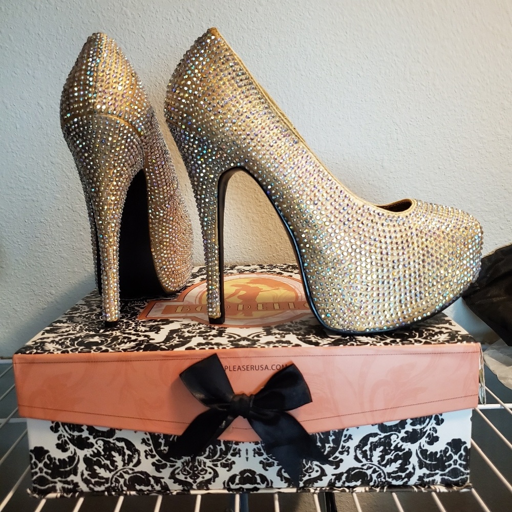 Pleaser Teeze iridescent rhinestone heels size 8